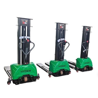 HSLF1000 Electric Forklift Pallet Stacker 1ton 0.8m-1.6m Self Loading Lifting Stacker