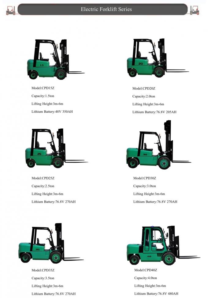 Electric Fork Lift Lithium Battery Operated 4× 4 Forklift Truck 2.5ton 6m with CE